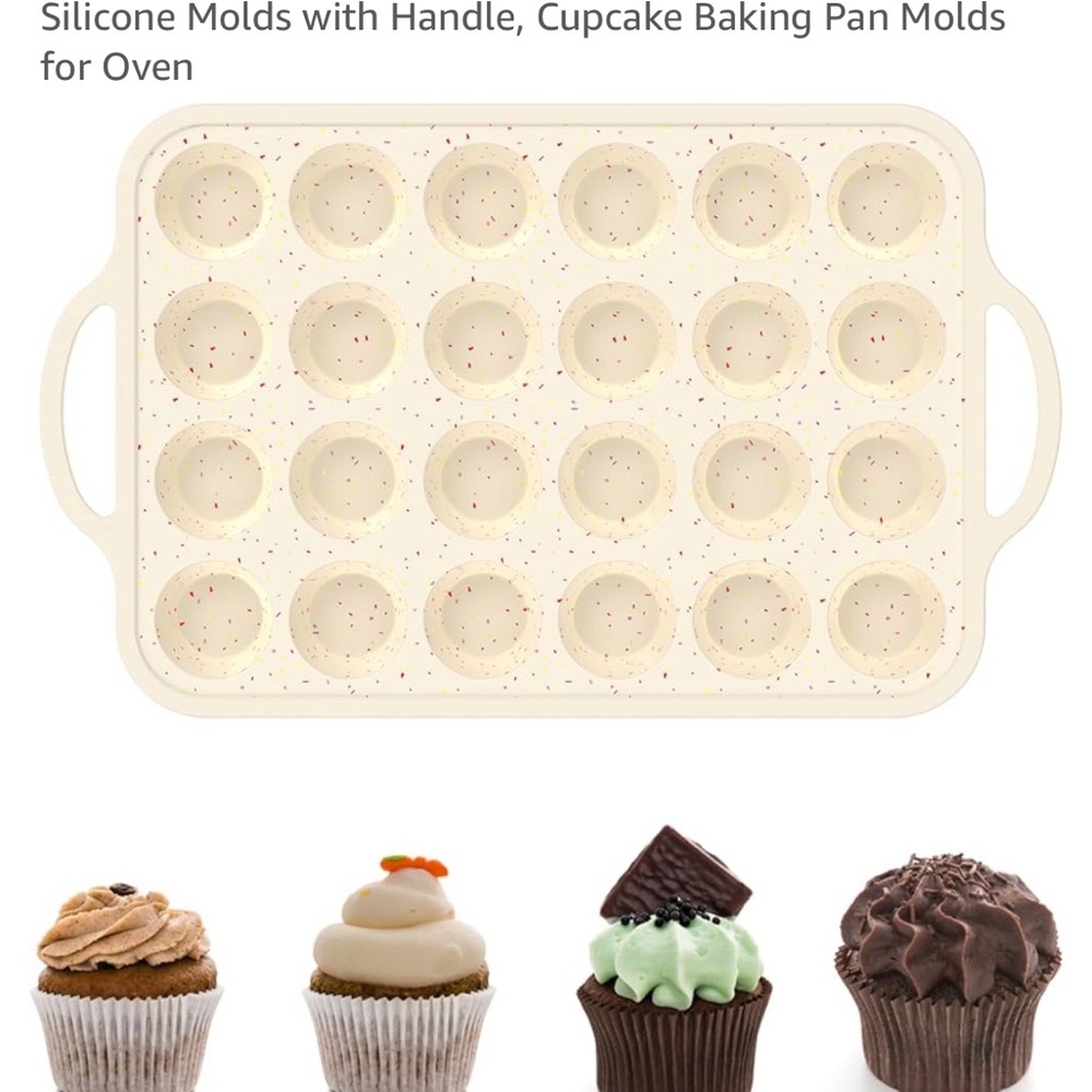 Non-Stick Silicone Cupcake Baking Pan - Cream